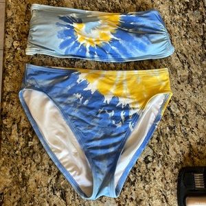 Size large Michael Kors bandeau bikini top and bottoms.